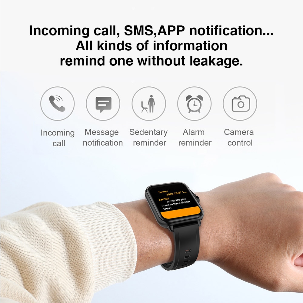 Smart Watch Men Women Bluetooth Call Waterproof Music Control Fitness Tracker Q-8 1.69 Inch Screen Smartwatch For Android IOS. 