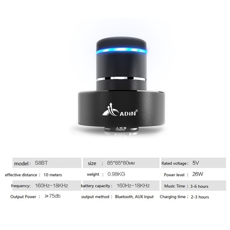 Adin 26W Vibration Speaker Bluetooth B Porle Speakers Wireless Resonance Press Stereo Subwoofe NFC Handsfree with c. 