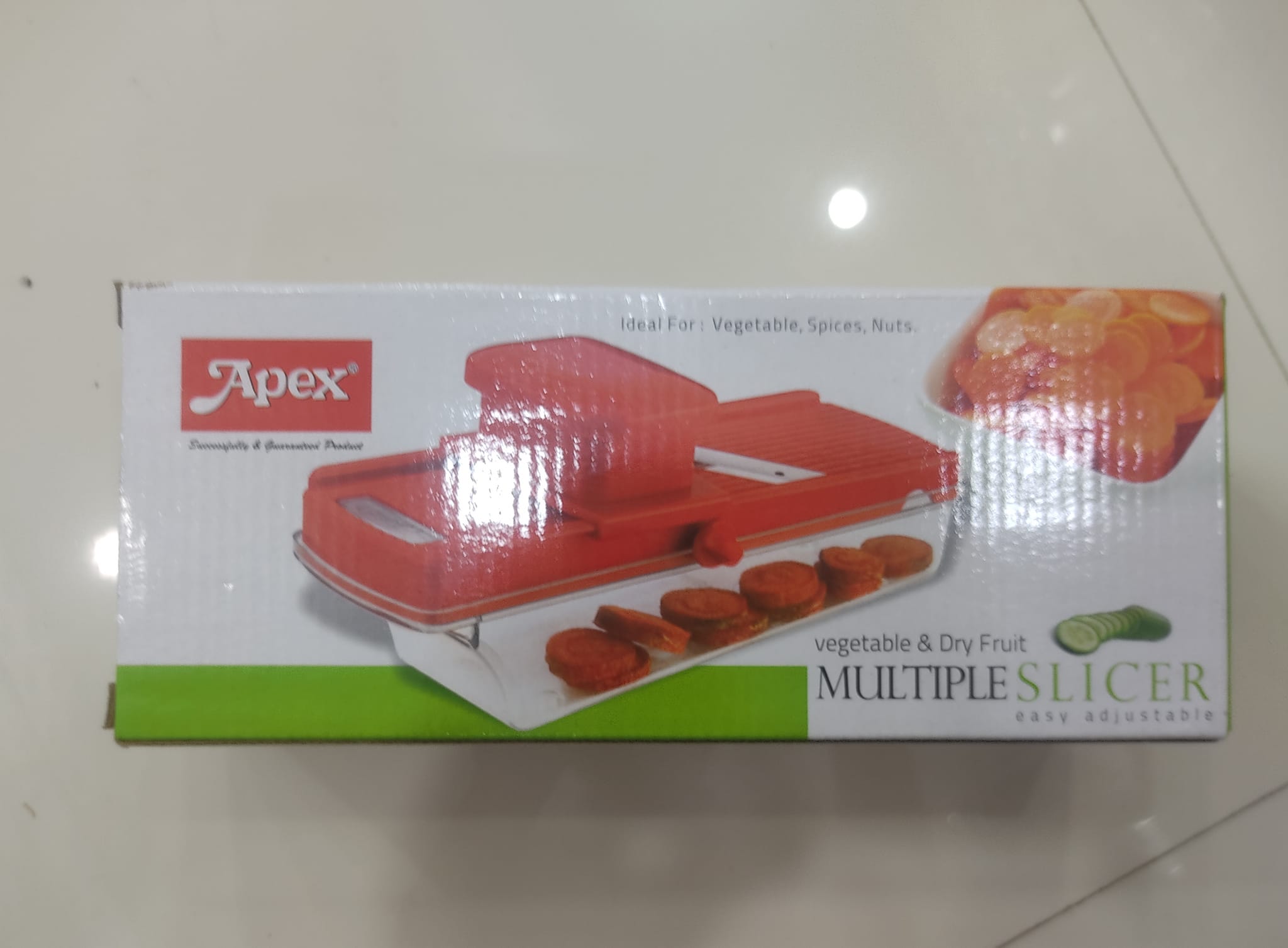 Apex Plastic Multiple Slicer, easy adjustble vegetable & dry fruit cutter-Red. 