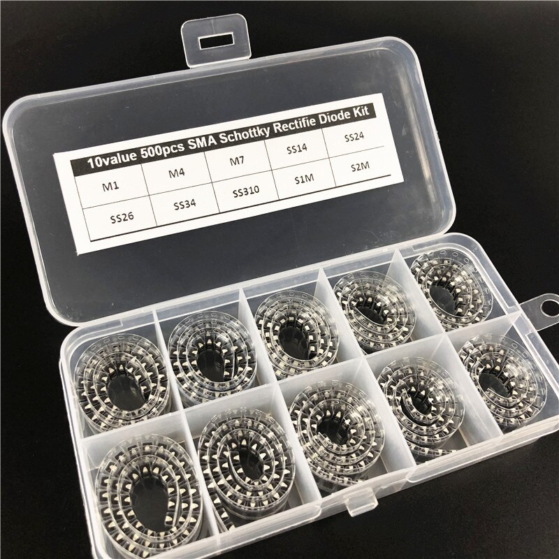 【happy one】10Values SMD M1 M4 M7 SS14 SS24 SS26 SS34 SS310 S1M S2M SMA Rectifie Diode Kit. 