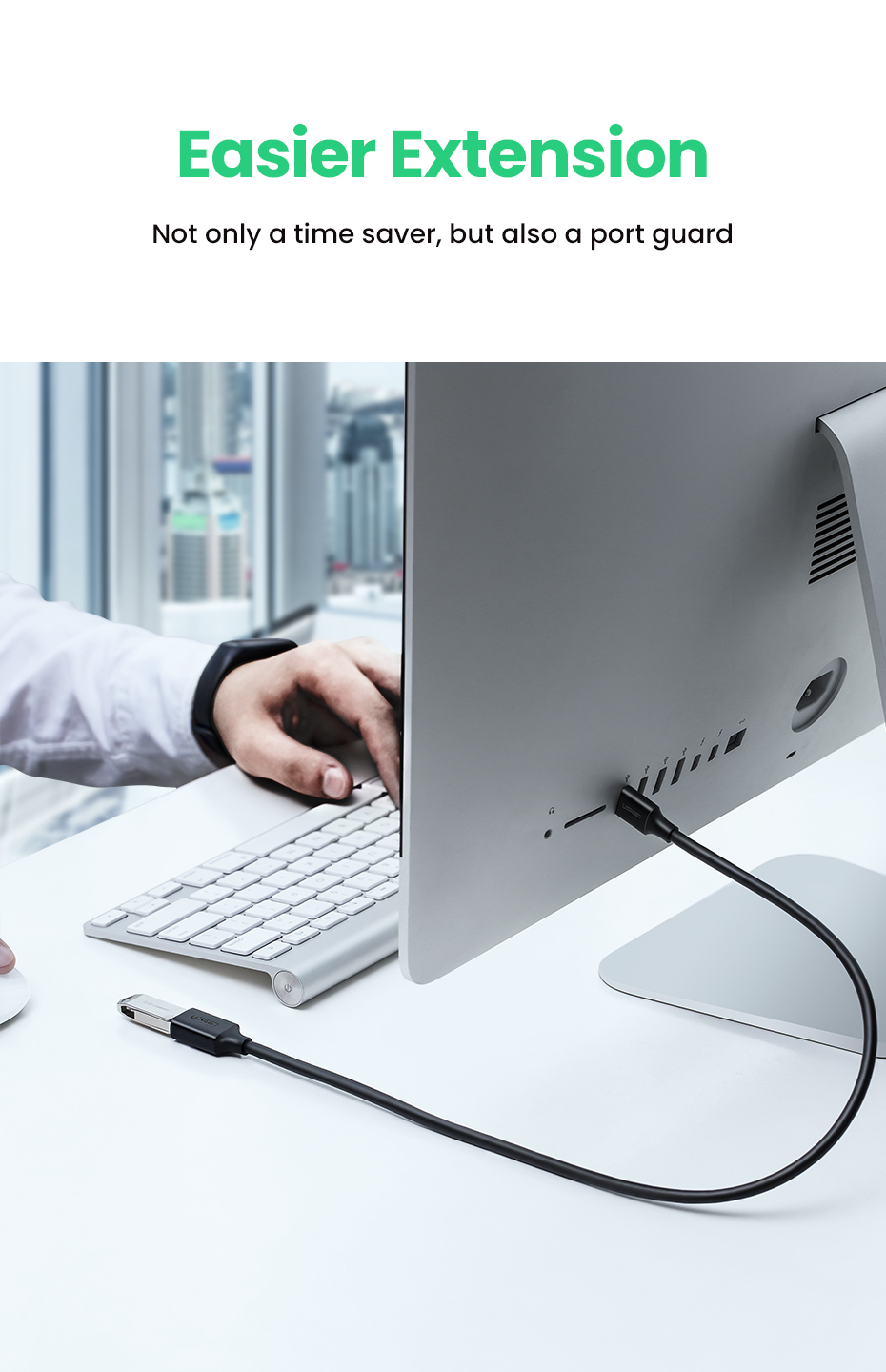 UGREEN 90722 USB 3.0  Extension Male Cable 5m  (Black) #US129 - USB 3.0 Extension Cable - Easy-reach extension cable -  5Gbps data transfer - Environmentally friendly - Universal Compatibility, no drivers required on any OS and Windows system. 