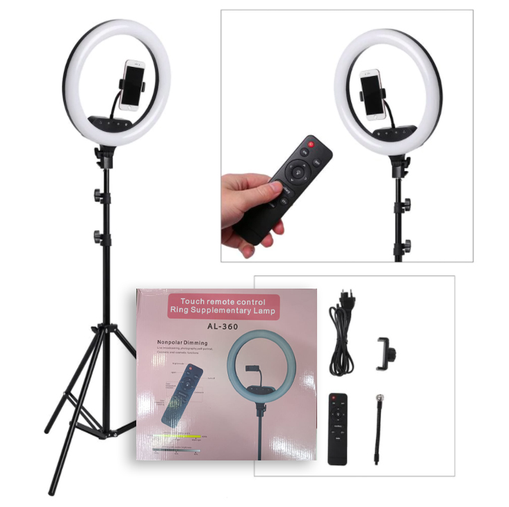 AL-360 16 inch remote control  Studio Selfie Ring Light Dimmable LED Lamp set. 