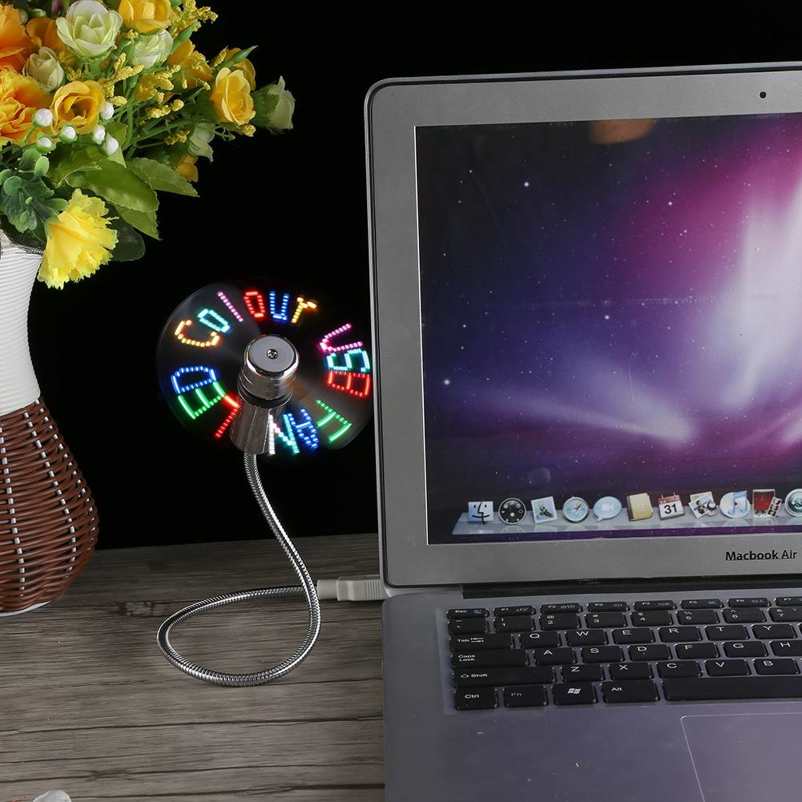 Flexible USB Fan LED Programmable RGB Color Message Display For PC Laptop. 