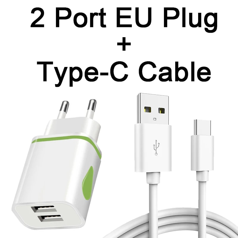 Type C Cable 3M Cable For Samsung Galaxy A02s A12 A13 5G A14 A15 A20e A21 A22 A23 Cables USB EU Charger 3 2 1 Meter Dual Adapter. 