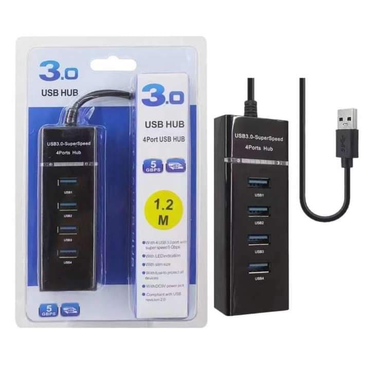 High Speed USB 5GBPS 4 Port USB 3.0 Hub for PC Laptop Tablet - Black-2584. 