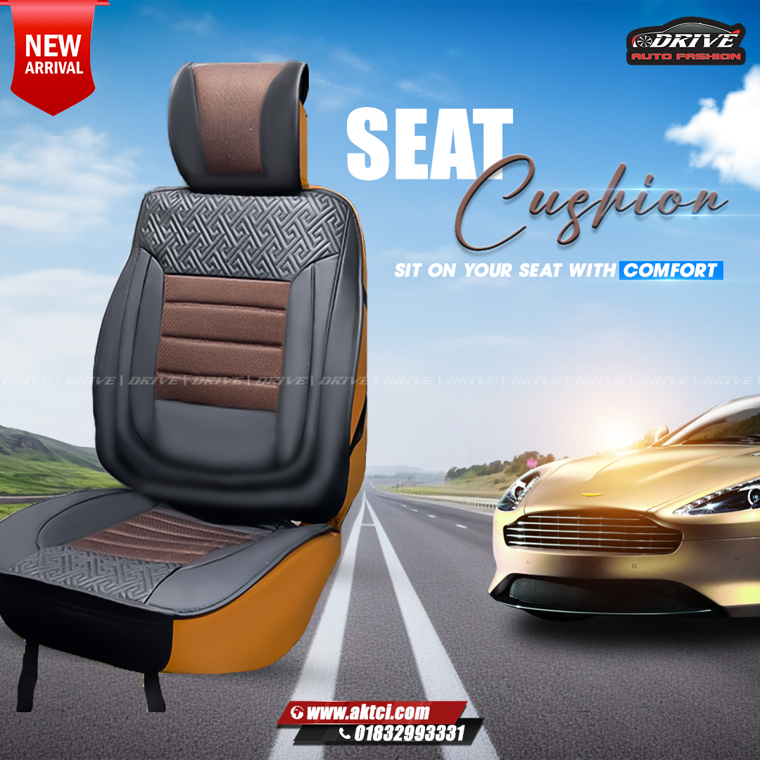 PVC Leather Car Seat Cushion | Luxurious Car Seat Cover | Anti Slip Universal size ,Front Car Seat cushion, Breathable , Car Seat Protector -1 PC