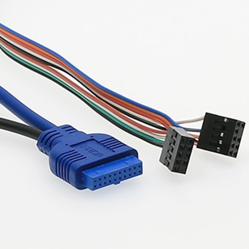 USB 2.0+ 3.0 Port Chassis PC Computer Case Audio Front Panel Replace Cable 70cm - blue. 