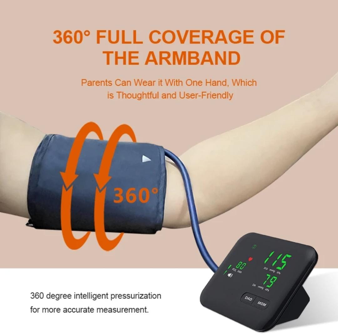 Digital LED Blod Pressure Monitor, USB Rechargeable, Sphygmomanometer, BP Machine, Spanish Voice, Upper Arm Sphygmomanometer. 