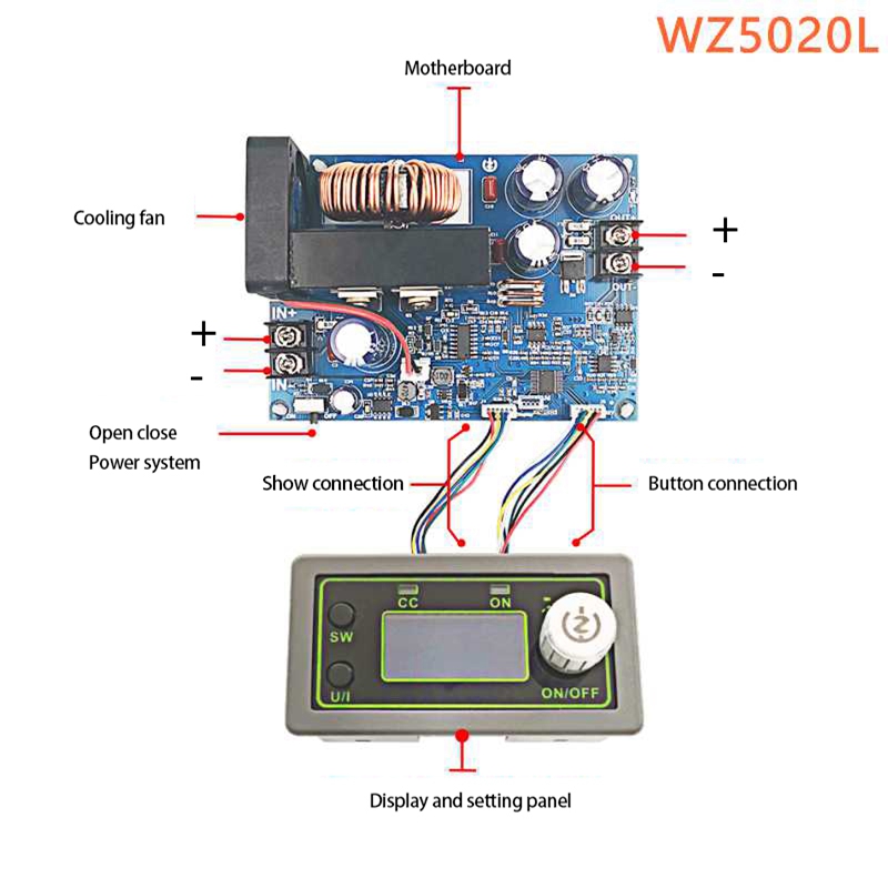 2X WZ5020L 20A 1000W DC DC Buck Converter CC CV Step-Down Power Module Adjustable Voltage Regulated Power Supply. 