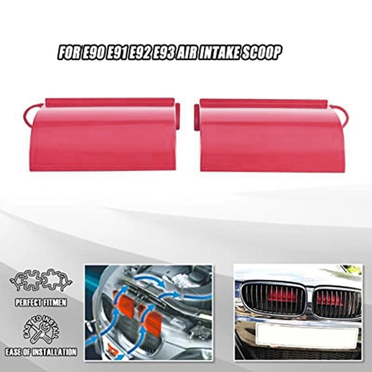 1 Pair Air Intake Scoop Flow Intake System Scoops for BMW E90 91 E92 E93 E84 M3 Black. 