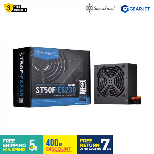 SilverStone ST50F-ES230 Essential 500W Non Modular 80 Plus Certified Power Supply