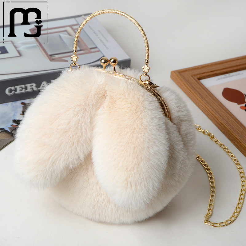onghan aomao iagonal Straddle ag andheld ag Imitation Fur lush ag ew Chain ag Versatile Cute abbit Ear. 