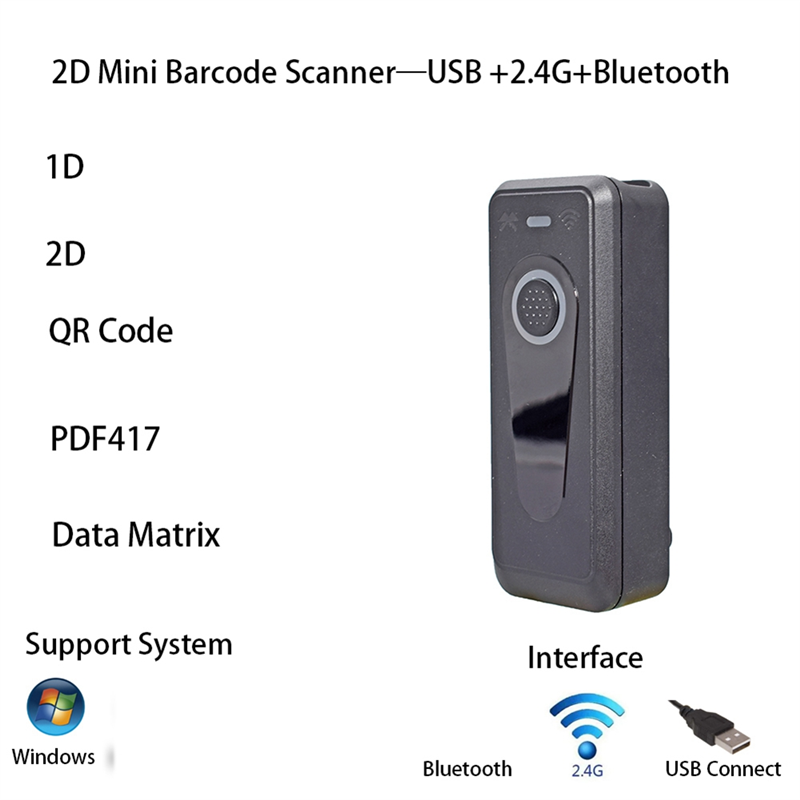 Portable Small Handheld Wireless Barcode Scanner and Bluetooth 1D/2D QR Barcode Reader for Android (White). 