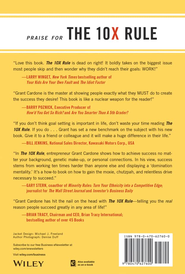 The 10X Rule: The Only Difference Between Success and Failure by Grant Cardone (Paperback). 
