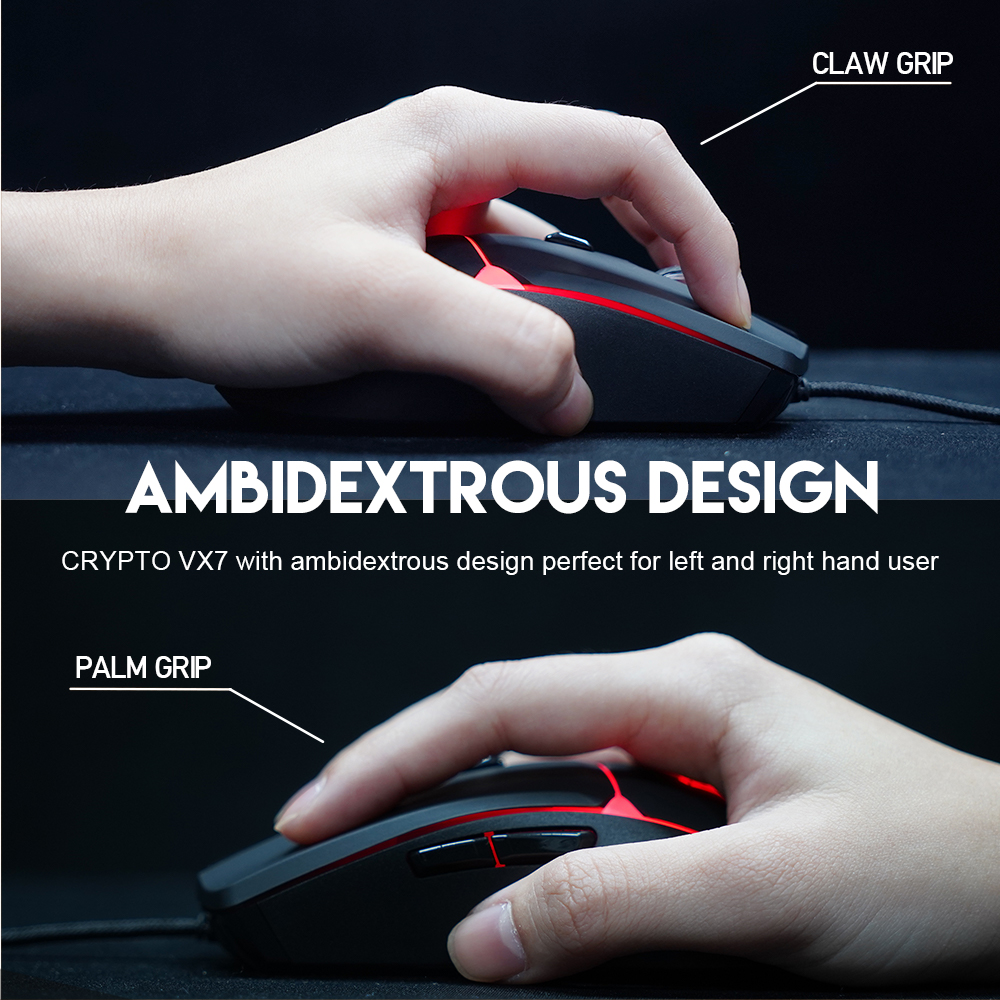 FANTECH CRYPTO VX7 Gaming Mouse 7000DPI and 6 Buttons Macro Huano 10M Switch Game RGB Wired Mouse For Laptop PC Gamer Mice. 