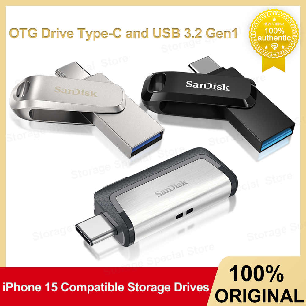 SanDisk OTG Dual Flash Drive High Transfer speed Pendrive USB 3.1 Type-C and USB-A U Disk for iPhone 15 Plus/Pro/Max Pen Drive