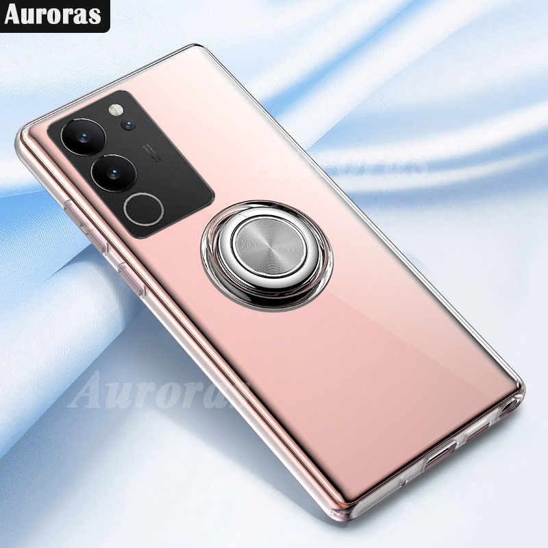 Phone cover For VIVO V30 Lite case Shell Ultra Thin Full Shockproof Soft Transparent Car Ring Stand 360 ° Holder Ring Cover for VIVO V30 Lite Cases Housing