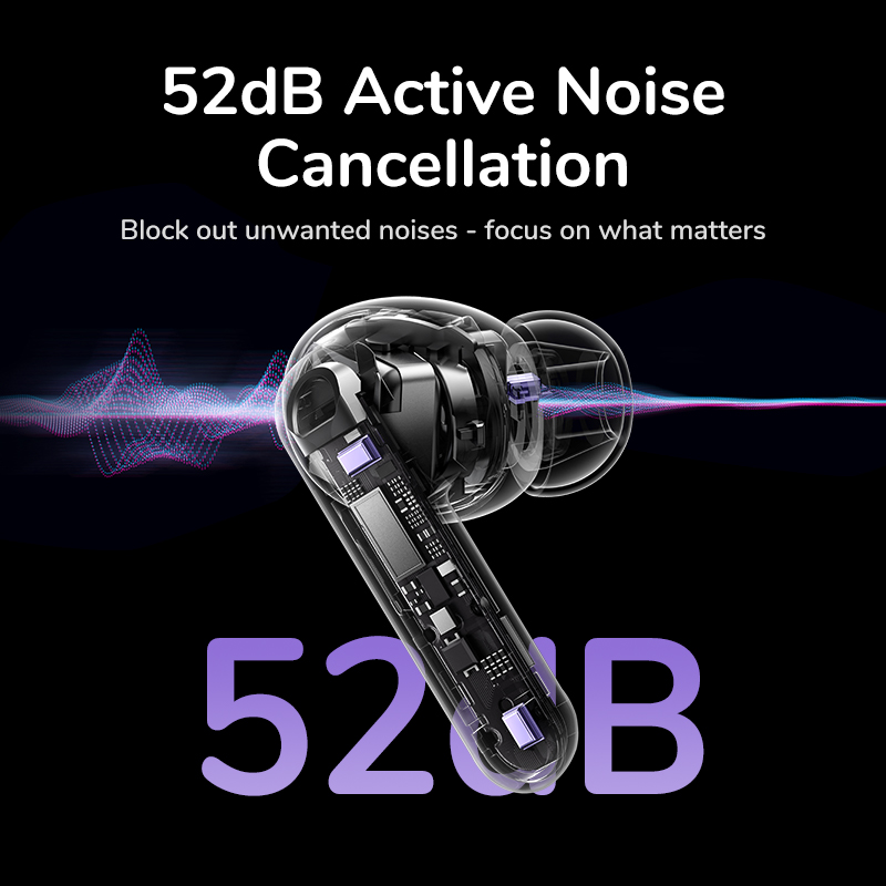 UGREEN T6 Magic Hi-Res Bluetooth Earphones ANC Active Noise Cancelling 52dB Touch Screen Wireless In-Ear Sports Suitable for iPhone 16 Pro Max. 