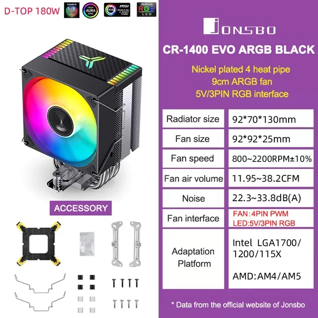 Jonsbo CR 1400 Evo ARGB cpu cooler. 