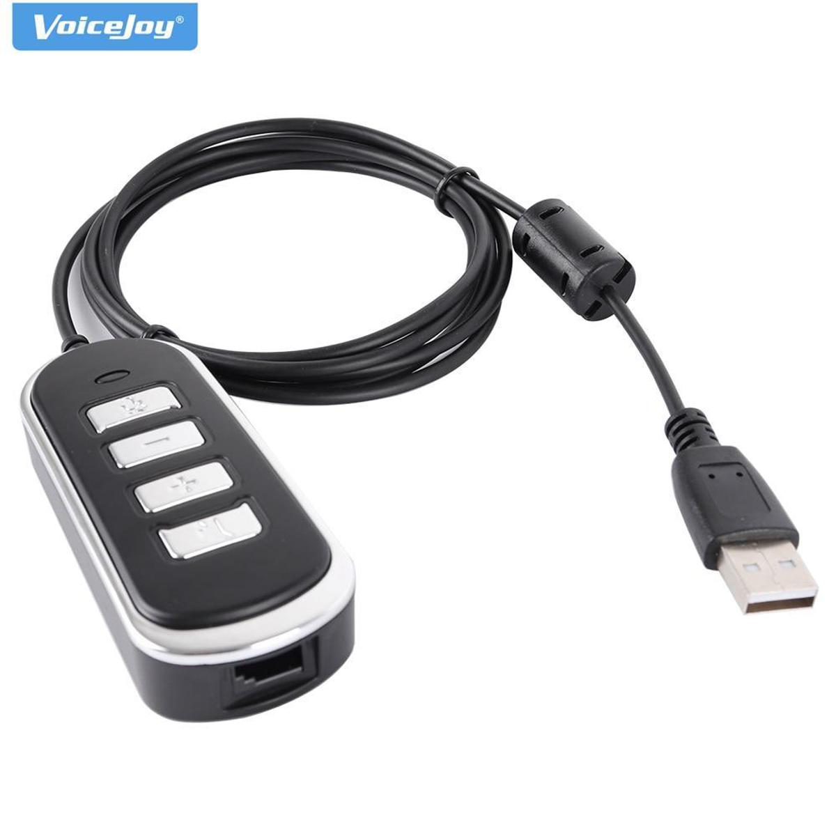 RJ9 Modular Socto USB Adapter Cable with Mute Switch and Volume Control for Headset to PC for Skype Chat