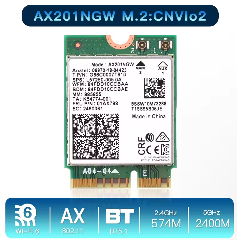 WiFi 6E AX211NGW Tri Band 2.4G/5G/6Ghz Wireless Network Wifi Card Adapter For Bluetooth 5.2 Intel AX211 M.2 KeyE CNVio Windows11. 