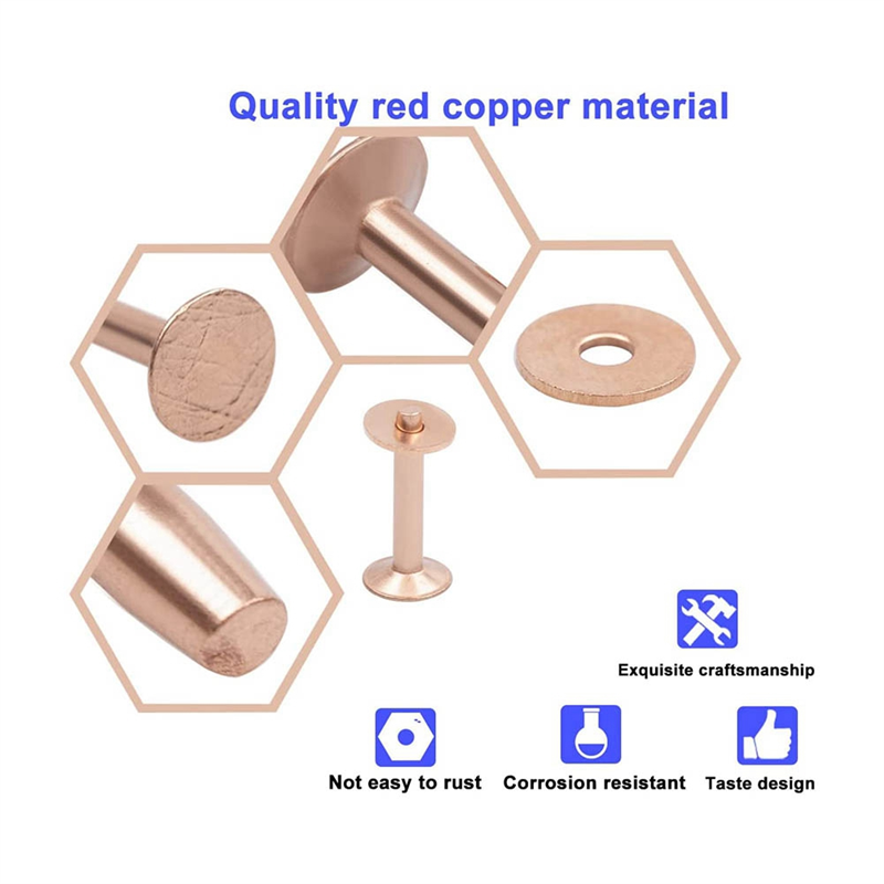 Copper Rivets and Burrs Solid Brass Rust-Proof Rivet Studs Leather Copper Rivet for Leather Pure Copper Rivet Setting Tool. 