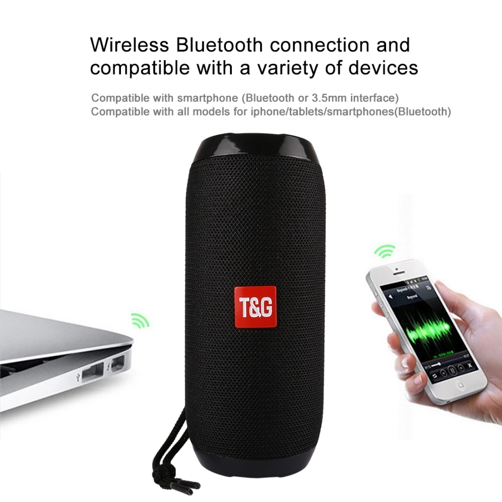 (New)TyG TG117 Portable Bluetooth Stereo Speaker, with Built-in MIC, Support Hands-free Calls y TF Card y AUX IN y FM, Bluetooth Distance: 10m. 