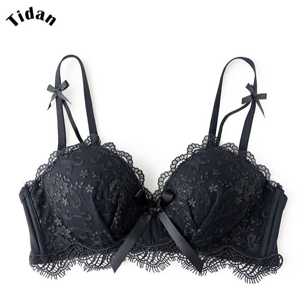 Women Lingerie Embroidered Lace Bra Fashion Seamless Push Up Bras Wireless  Adjuste Small Chest Special Gathering