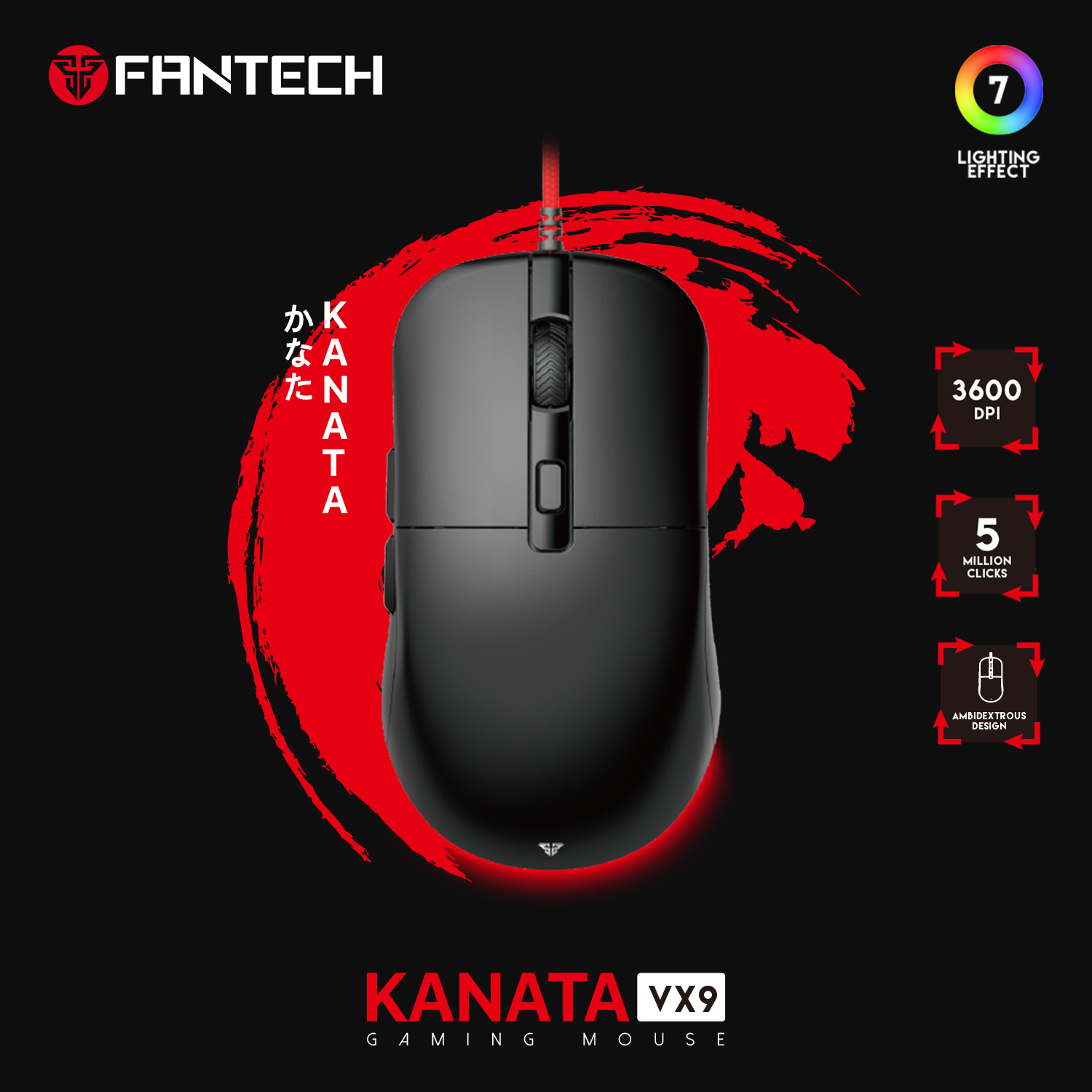 FANTECH VX9 Kanata Wired Gaming Mouse With Lighting Effects