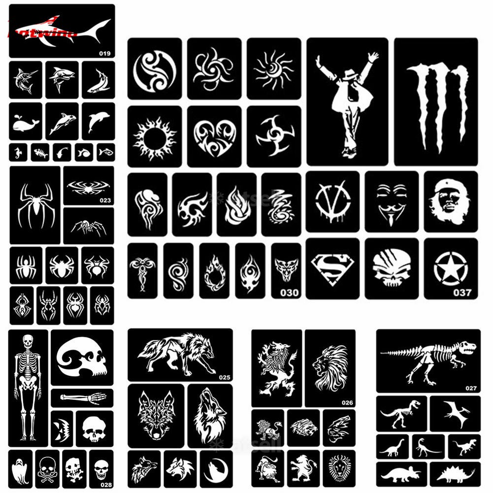 （NEW）40 Styles Hollow Henna Tattoo Stencil Template Hand Art Paste Drawing. 