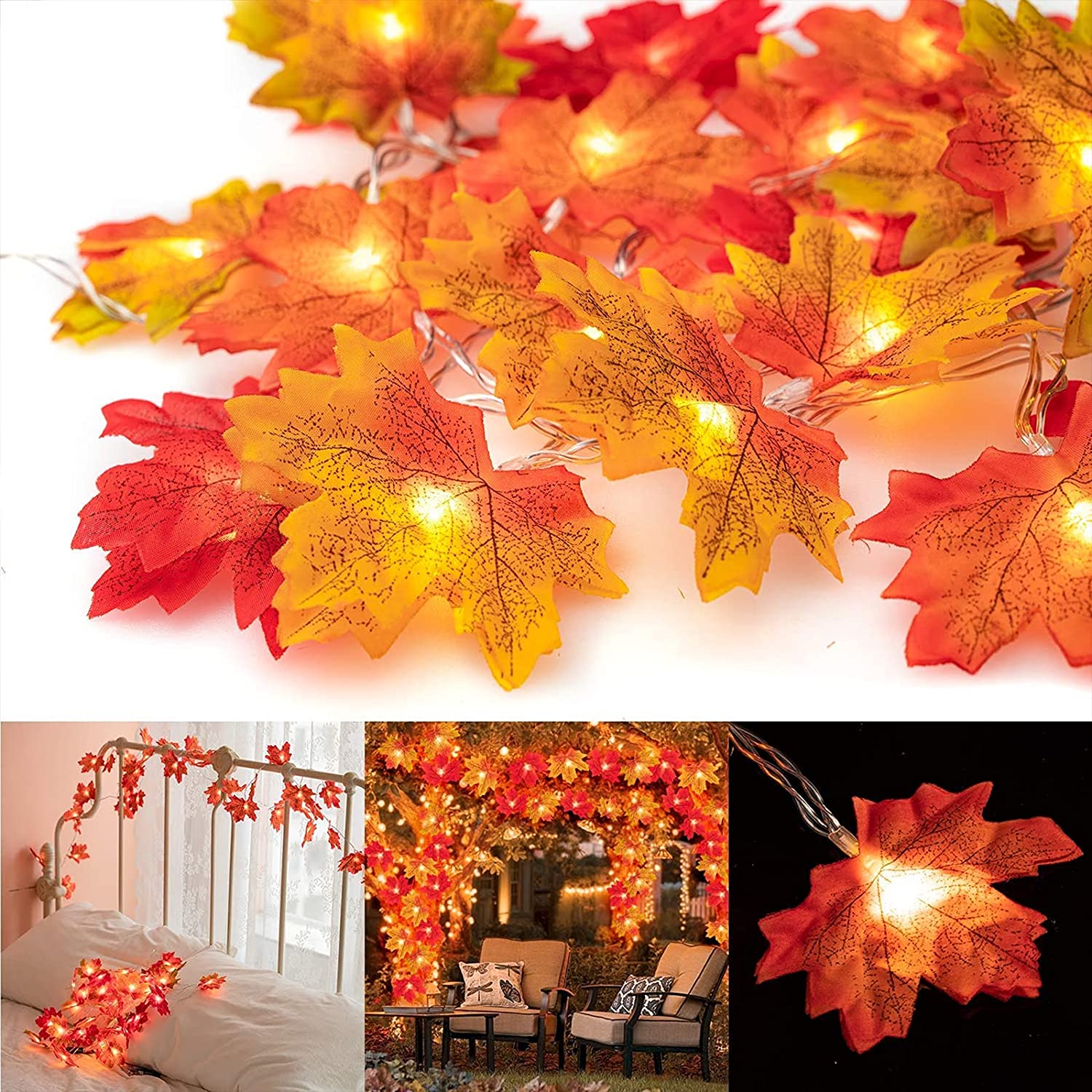 Maple Leaf Fairy Lights /Autumn Leaves Fairy Sparkling String Lights 20Led. 