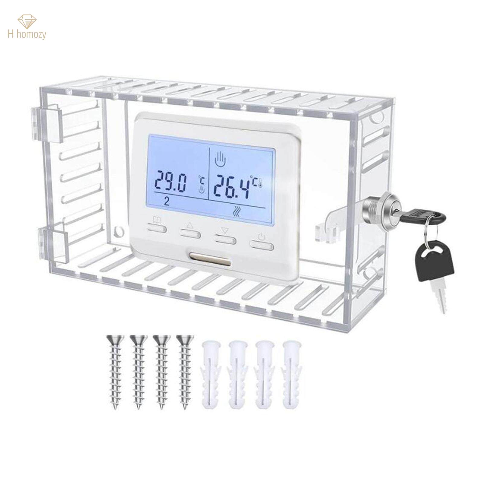 A/C Thermostat Lock Box with Key Clear Thermostat Cover with Lock for Office. 