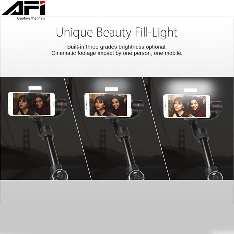 AFI Handheld Gimbal Smartphone Stabilizer 3-Axis Selfie Stick Gopro Action Camera, Cell Phone Tracking Gimbal For Tiktok or Volg. 