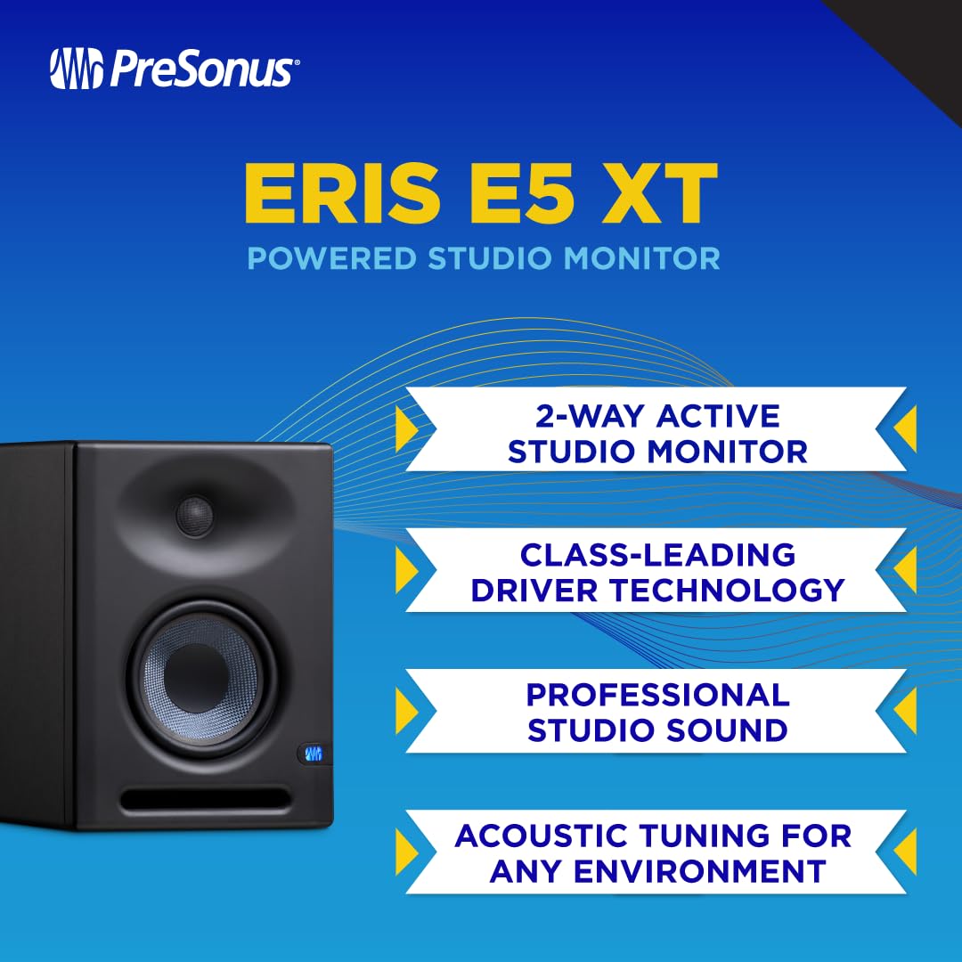 PreSonus Eris E5 XT 5.25" Near Field Studio Monitors (Pair). 