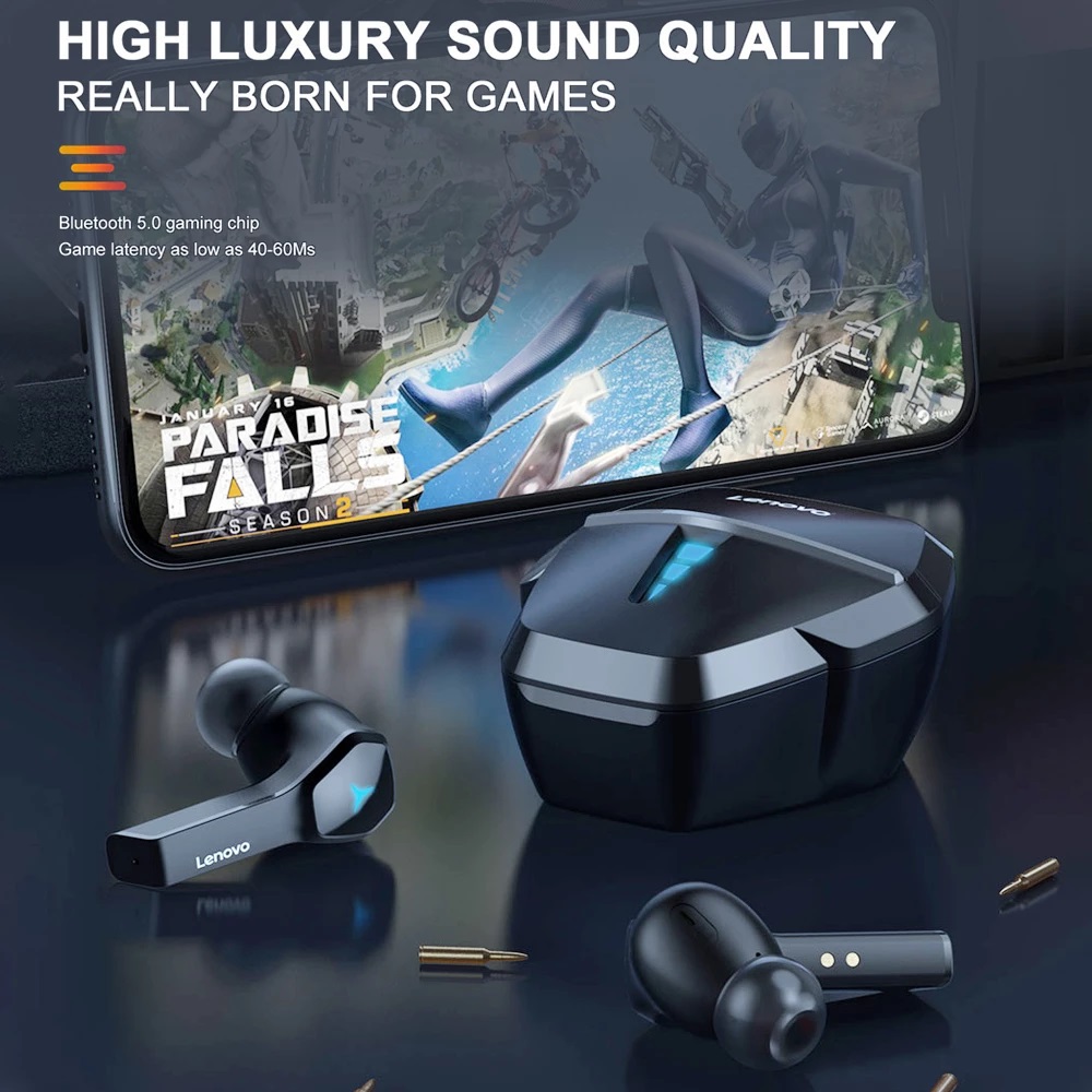 Fone Ouvido Bluetooth Wireless Gaming EarBuds Lenovo HQ08