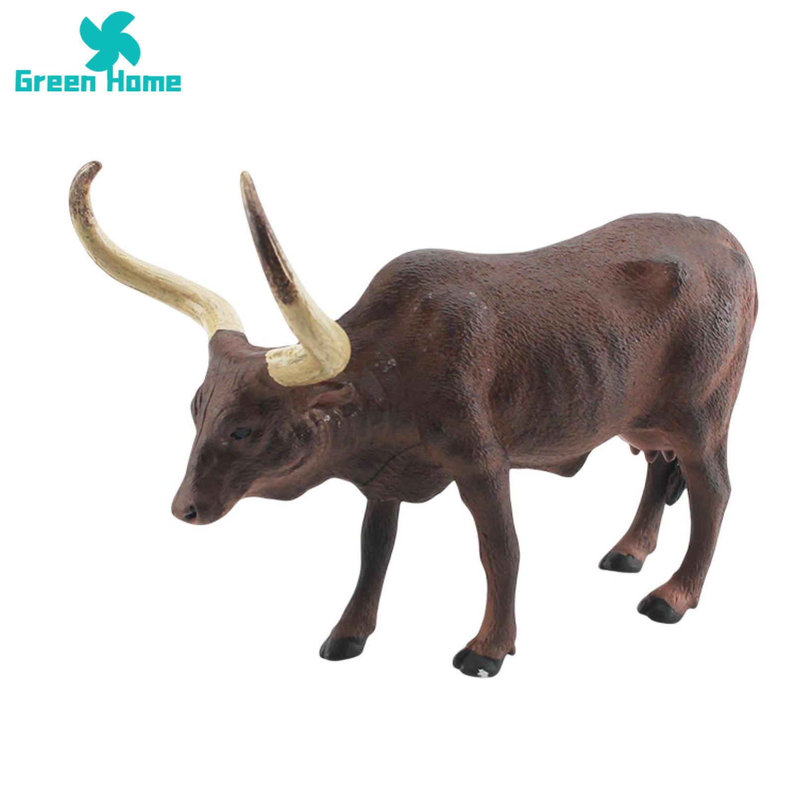 Green Home Cattle Model Water Buffalos Cattle Figurine Model Desktop Decoration. 