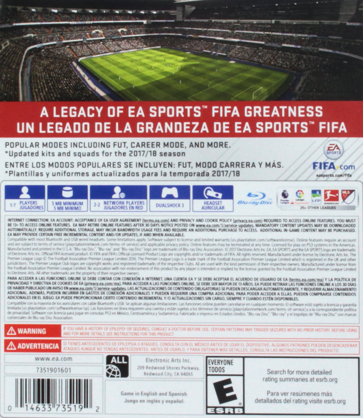 Fifa 18 Legacy Edition PS3 - PS 3 Disk Version Video Game controller Gaming station Console Gamepad command Gameplay. 
