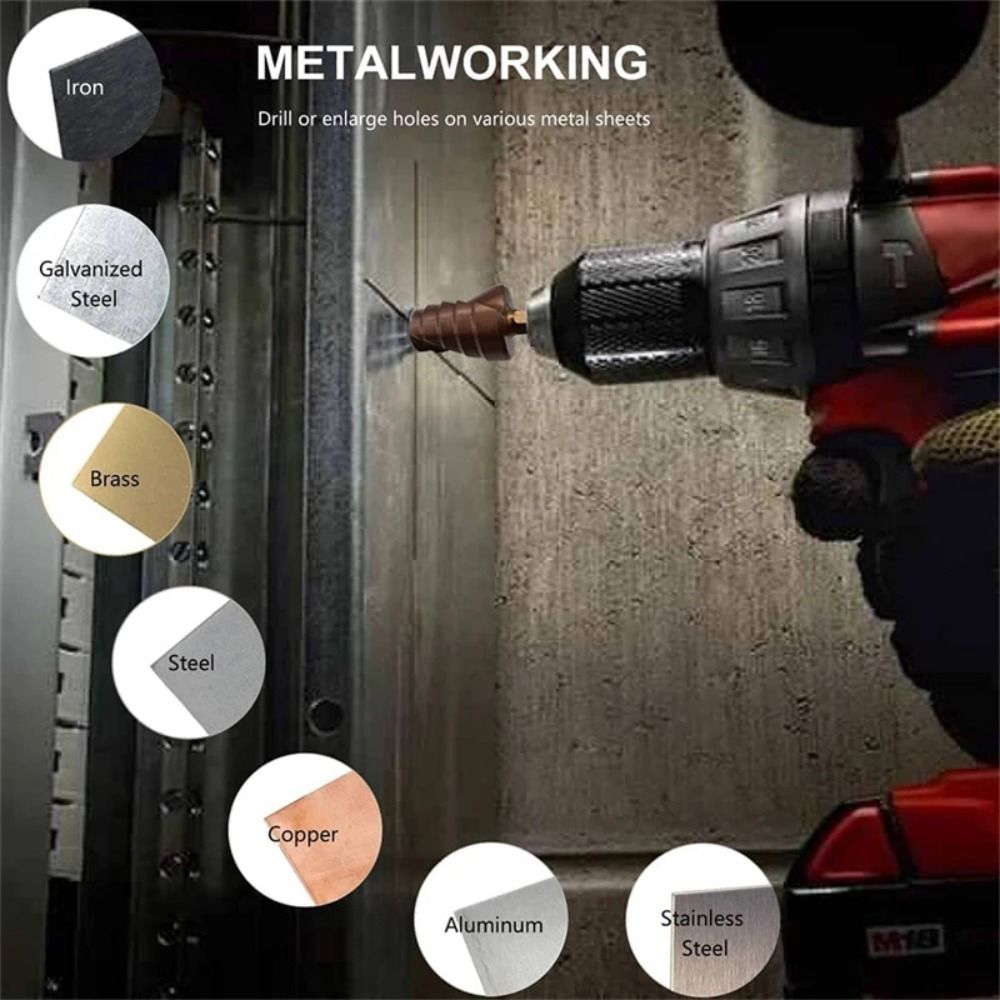 Durable M35 5% Cobalt Step Drill Bit Hex Shank Spiral Groove Drill Perforator Multiple Hole 4-12mm/20mm/32mm Stepped Drill Bits Hole Cutter Tool. 