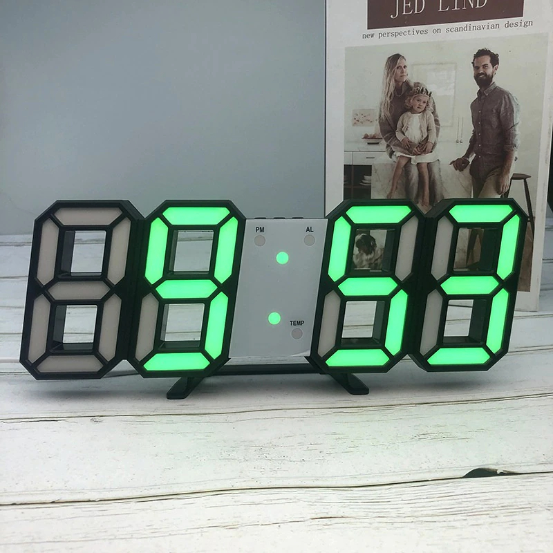 3D LED Digital Clock Electronic Table Clock Alarm Clock Wall Glowing Hanging Clocks. 