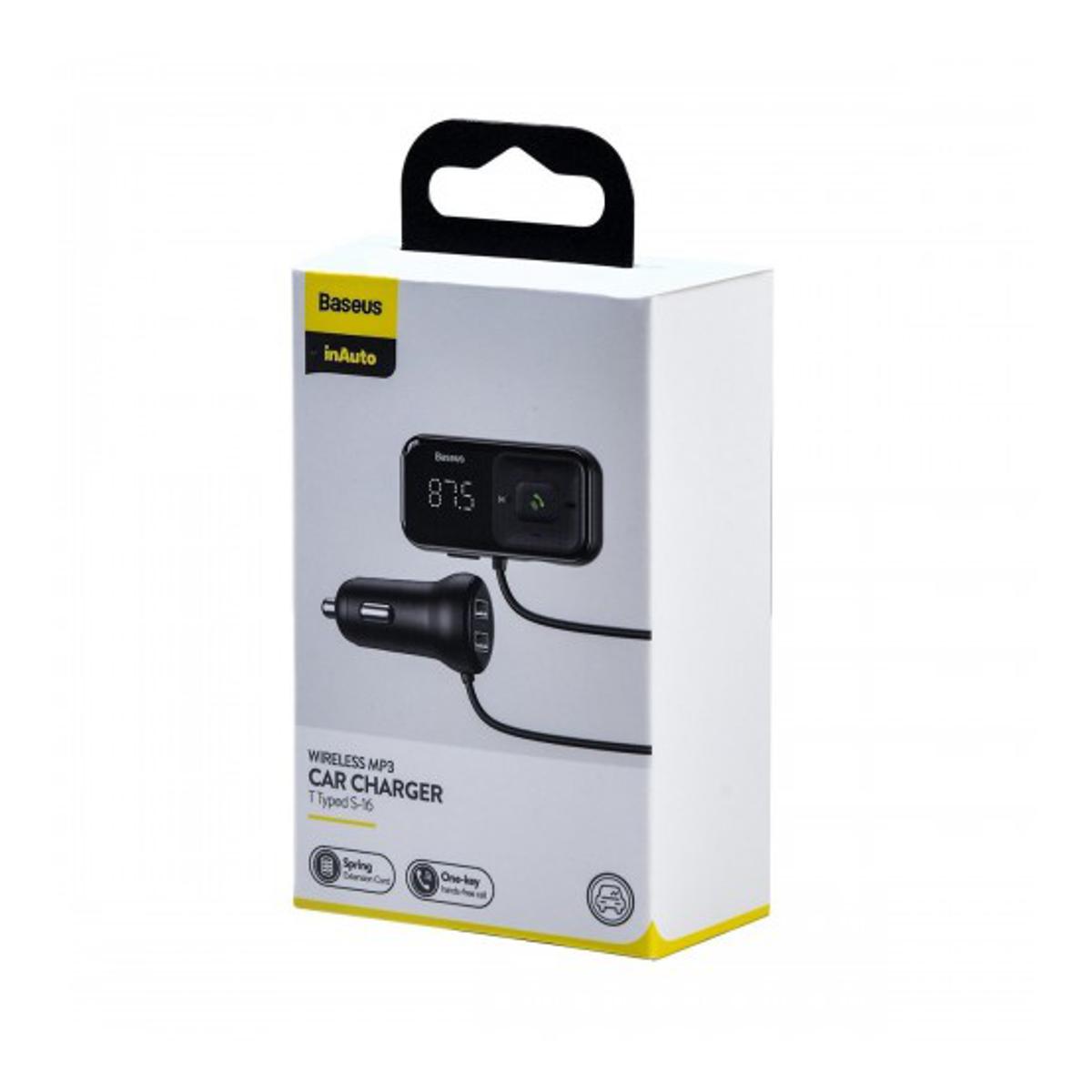 Baseus T Typed S16 Wireless MP3 Car Charger Car FM Transmitter Bluetooth 5.0 Dual USB 3.1A