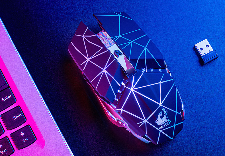 Free Wolf X11 2.4GHz Wireless Mouse rechargeable luminous mechanical gaming mouse Wireless Computer Mouse hot sell. 