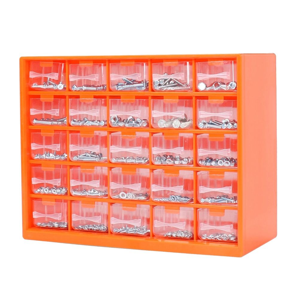 Durable 25 Multi-grid Drawer Parts Box Plastic Components Storage Component Box Sufficient Space Transparent Drawer Tool Box Hardware Parts. 