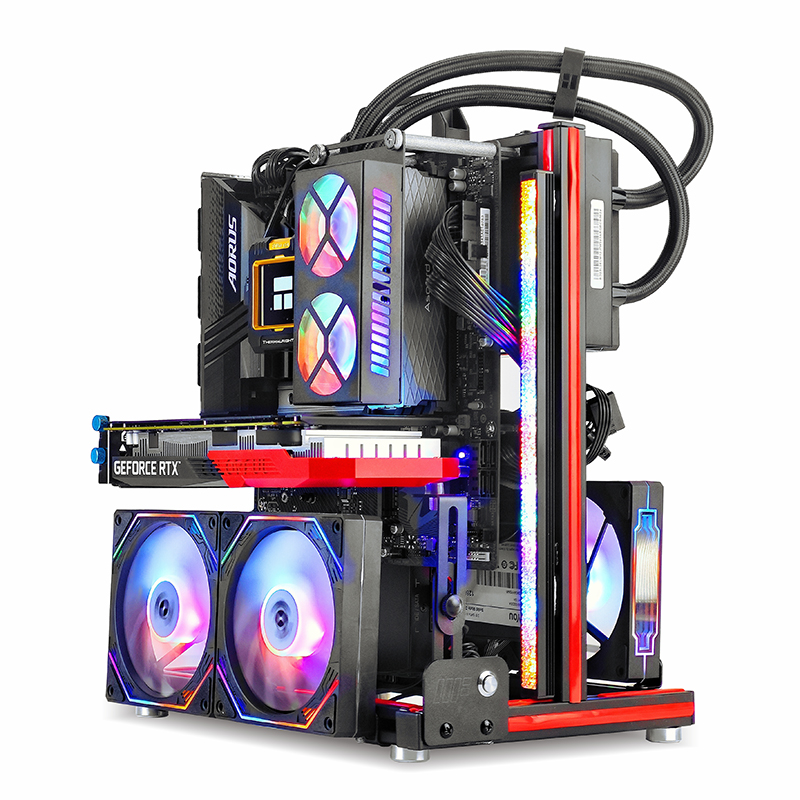 METALFISH BlockCase Aluminum Open Frame Case Support ATX/M-ATX Mainboard GPU Mount Horizontally 240 Liquid Cooler Gaming Cabinet. 