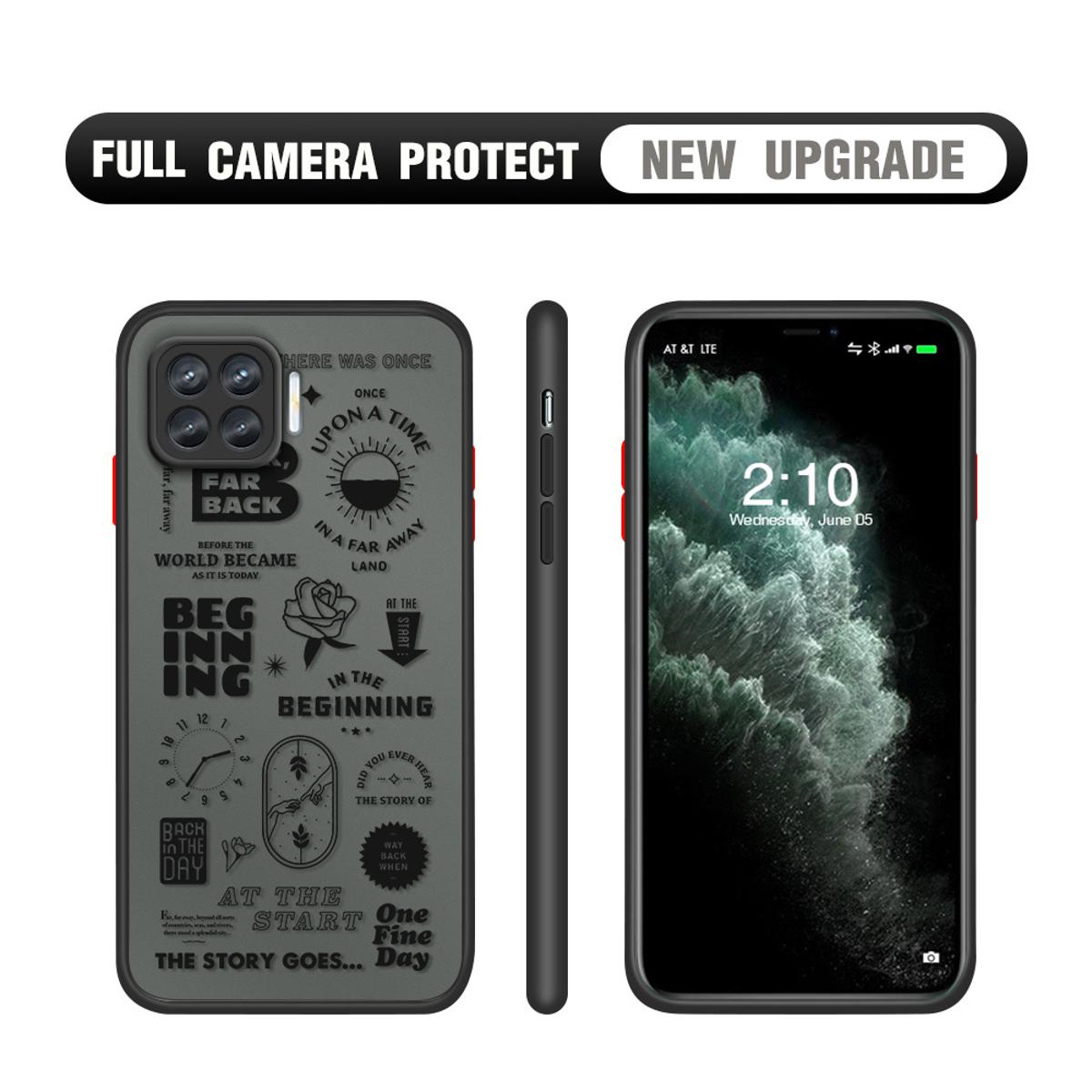Hontinga for OPPO F17 Pro / A93 2020 / Reno4 F Case Popular Clock Poster Camera Shockproof Protection Cases Edge Frosted Transparent Phone Cover