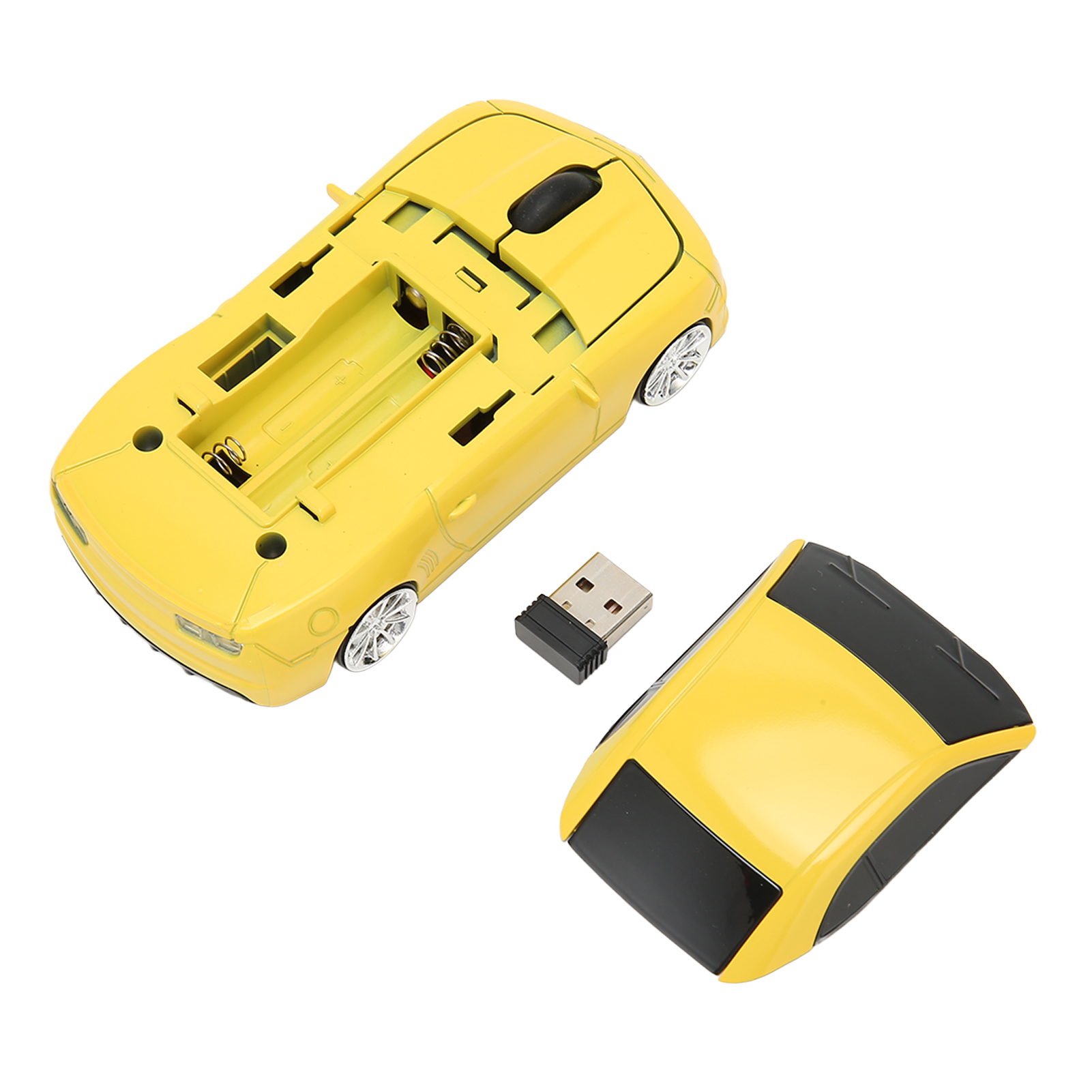 Race Car Wireless Mouse Sports Car Computer Mouse 2.4 GHz LED Light 1600 DPI Optical Sensor for OS X PC Yellow. 