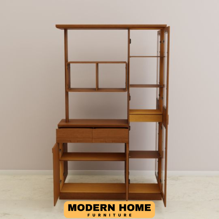 Modern Open Shelves Storage with Double Cabinet Drawers | Premium Design & Quality by Modern Home Furniture - Minimalistic Sophistication. 
