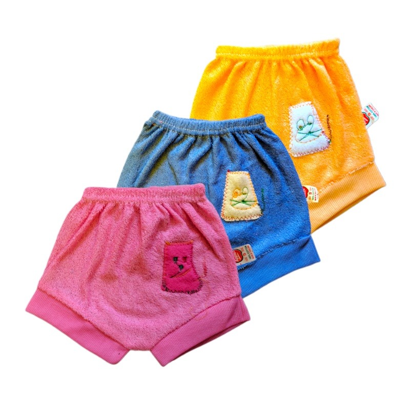 Soft and Comfortable Cat Short Pants for Baby- 3PCD Blue, Yellow, Pink Color Combo Pack. 