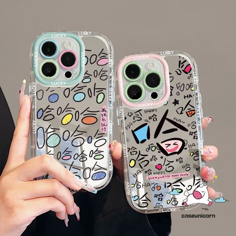 Cartoon Crayon Shin-chan Cute Doraemon Funny Text Color Graffiti Casing Compatible for IPhone 16 15 14 13 11 12 Pro Max 7Plus XR XS Max X 15 8 14 7 Plus SE Luxury Mirror Case. 