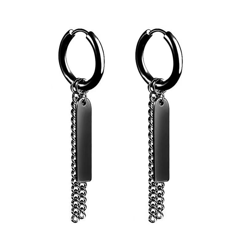 Original Korean earrings for men without pierced ears, trendy chain cross earrings, hypoallergenic earrings