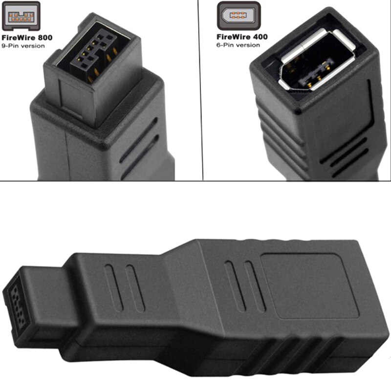 1Pc Replacement 1394 9 To 6 Pin Firewire Converter Computer Accessory B Adapter 400 800 External Male Female Stable Connection. 
